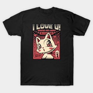 Anime Cat I Love You by Tobe Fonseca T-Shirt